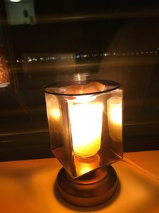 Oil Burner - Golden-Brown Square Glass Touch Lamp