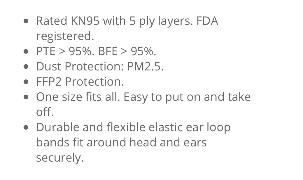KN95 5 Ply Protective Respirator Face Masks - Personal Protective Equipment (PPE) IN STOCK!